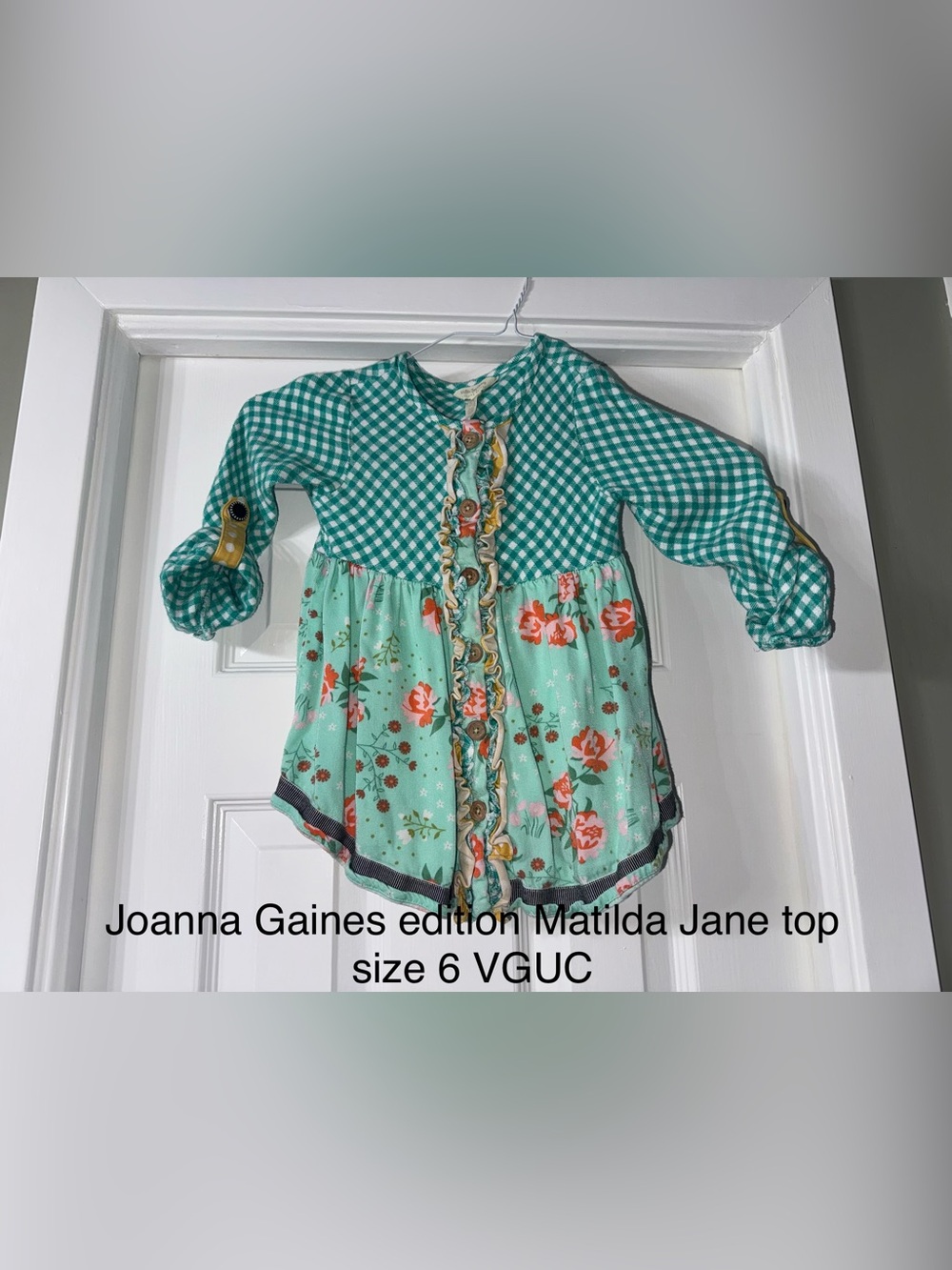 Matilda Jane Mint Gingham & Floral Long Sleeve Tunic Joana Gains edition